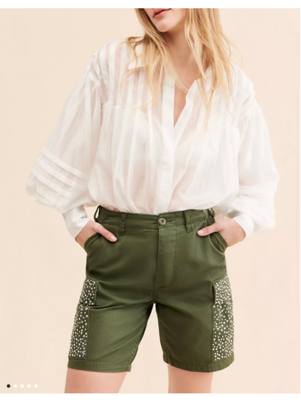 NWT Riley Free People Vintage Bedazzled Cargo Shorts 
Size Small
